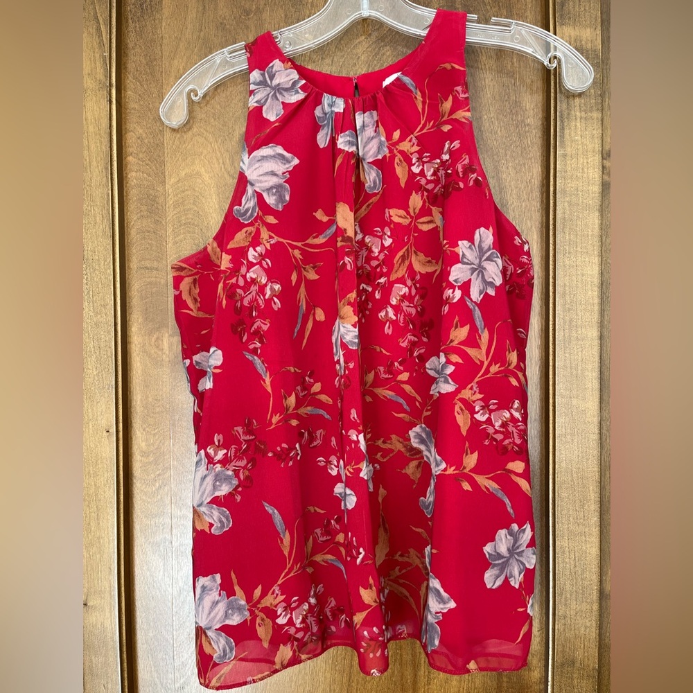 Philosophy Red Floral Sleeveless Blouse